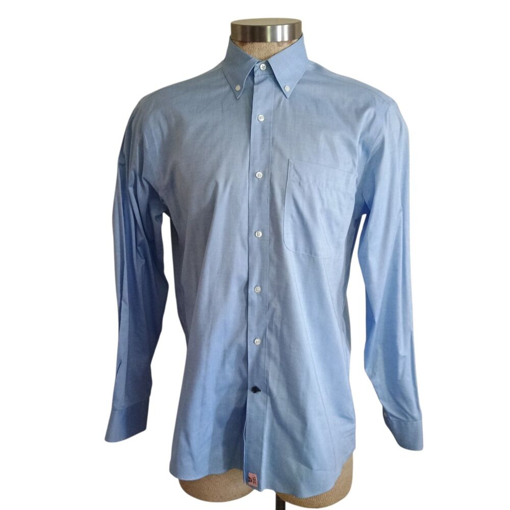 Tommy Hilfiger Shirt Men 15.5 34/35 Blue Button Down Regular Fit Non Iron
